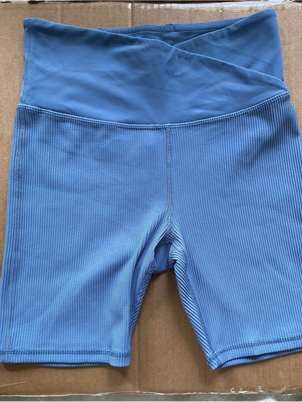 Athleta Elation Crossover Rib Shorts — Bright Blue